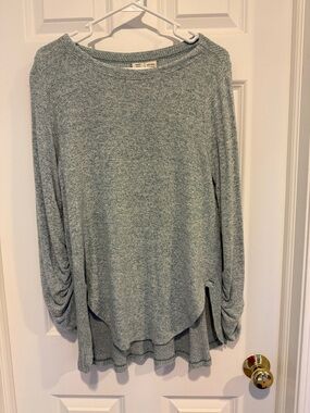 Anthropologie Heathered Sage Relaxed Knit Top